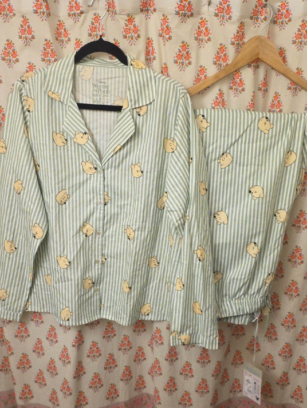 Primark Green Striped Winnie the Pooh Pajama Set